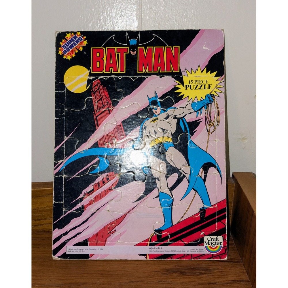 Vintage 1984 Batman 15 Piece Puzzle Craft Master DC Comics Super Powers - Picture 3 of 9